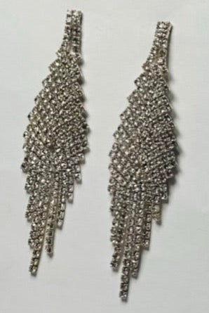 Rhinestone Crystal Long Tassel Drop Earrings, Handcrafted Statement Earrings - Dhalfashionistt