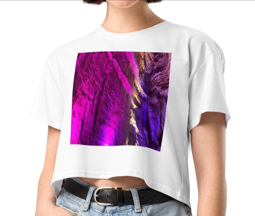 Dhalfashionistt Ruby Falls Crop Tee - Nature-Inspired Graphic Tee for Her | Comfort Colors Art Lovers Comfort Colors Cropped Length Dropped Shoulders Fashionable Apparel Fashionable Comfort Gift for Her Graphic Tee Crop Tee Nature Photography Nature-Inspired Preshrunk Relaxed Fit Ribbed Crew Neck Ruby Falls Crop Tee Ruby Falls Tennessee Soft Combed Cotton Spring Summer Fashion Travel Photography Free Text