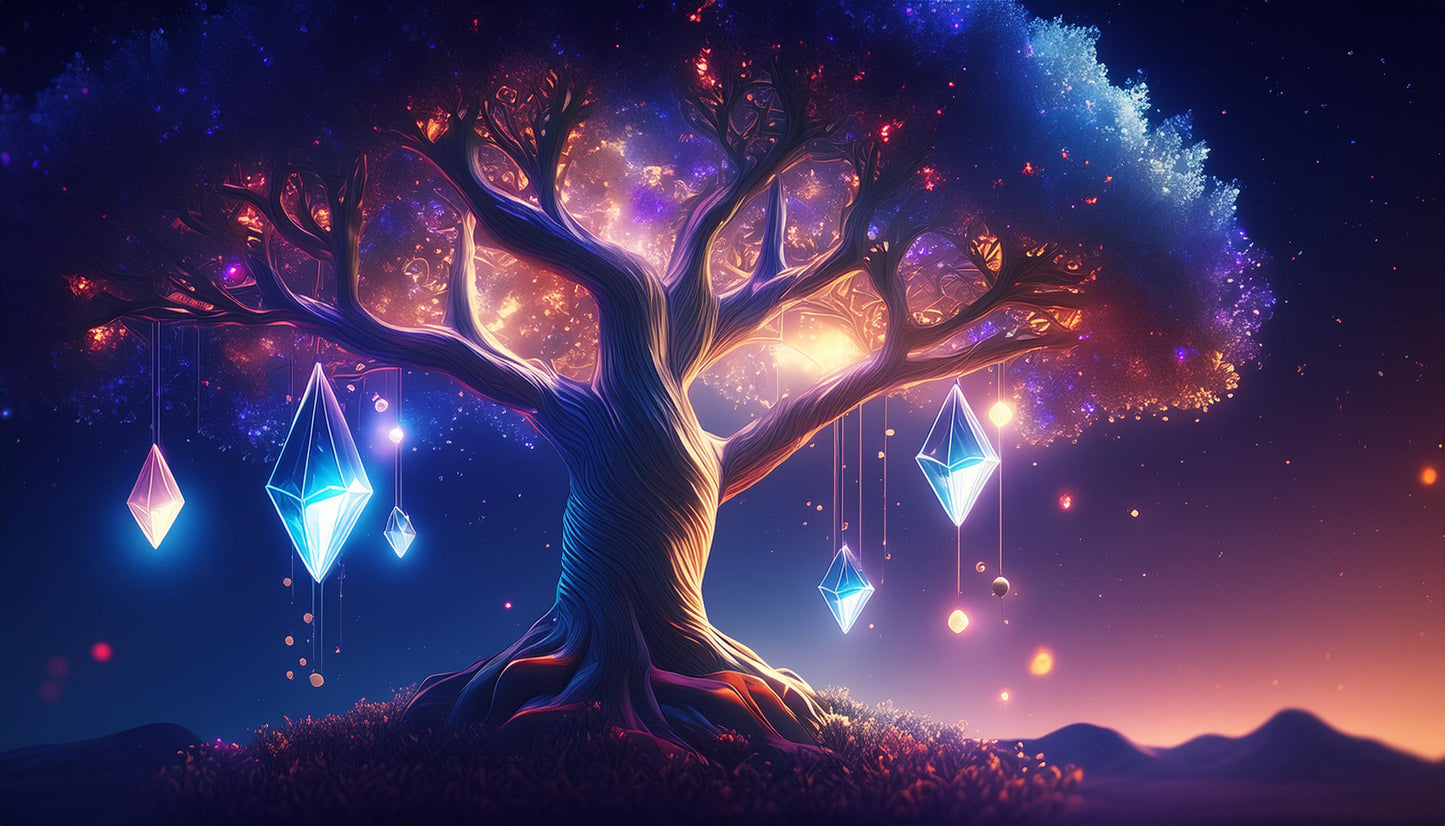 Shimmering CrystalsTree Wall Mural |Natural Elements Wallpaper - Dhalfashionistt