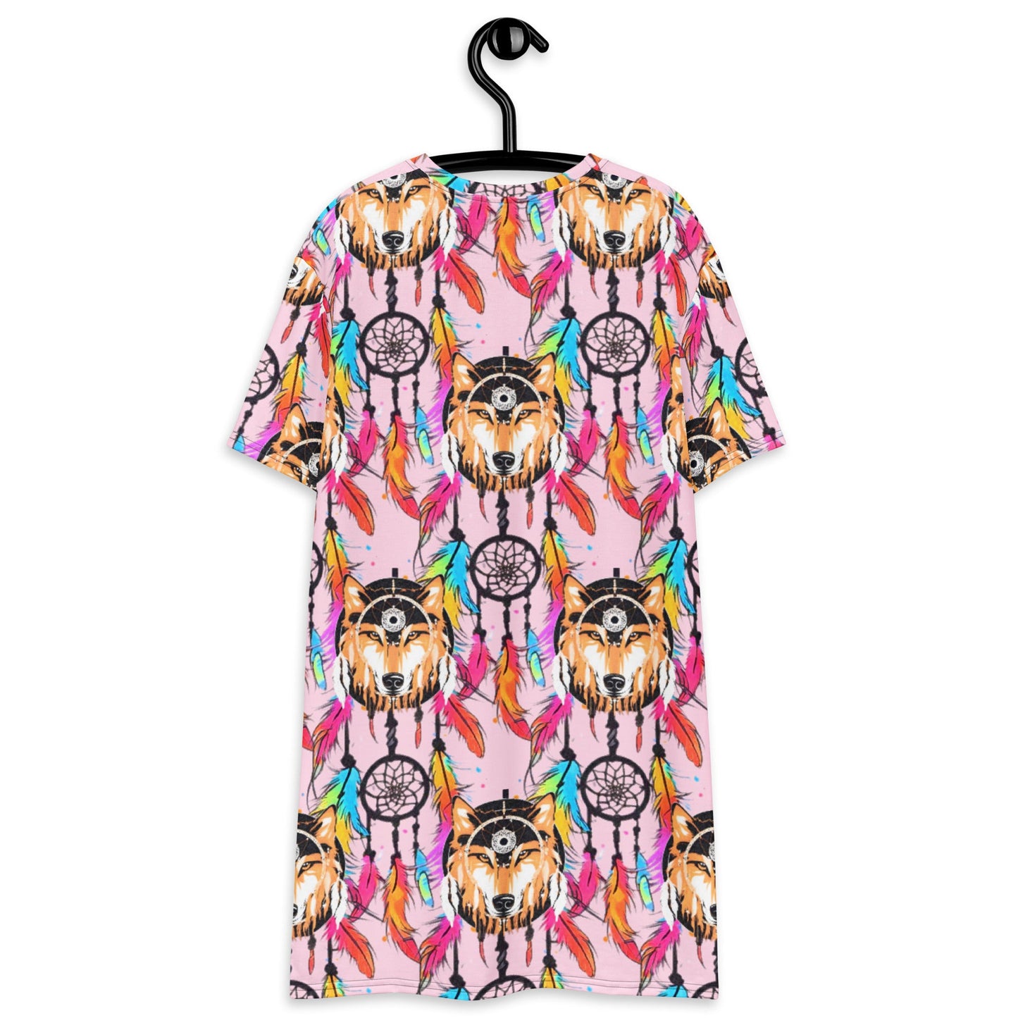 Stylish Sophisticated Fashion Feathers Wolf Dream Catcher T-shirt Dress | Oversized - Dhalfashionistt