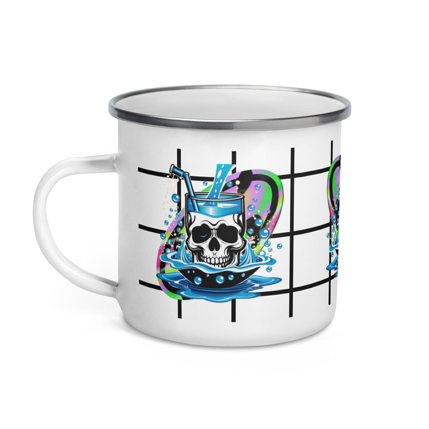 Unique Skull Coffee and Tee Enamel Mug| Playful Camper Mug for Joyful Living - Dhalfashionistt
