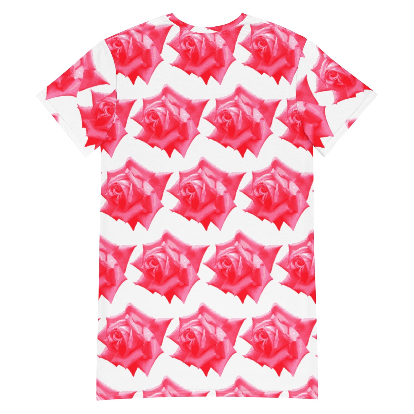 Vibrant Rose Garden: Roses T-shirt Dress| Floral Design| Gift for Her - Dhalfashionistt