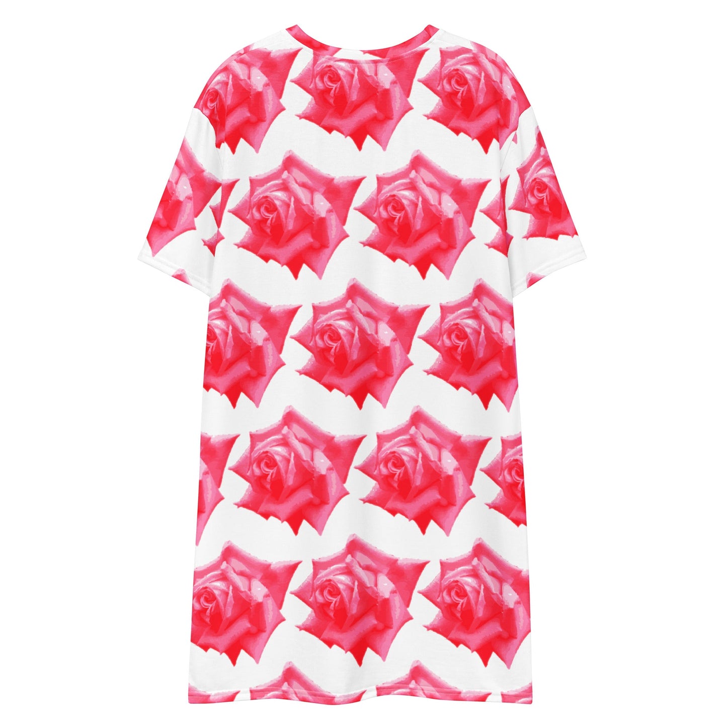 Vibrant Rose Garden: Roses T-shirt Dress| Floral Design| Gift for Her - Dhalfashionistt