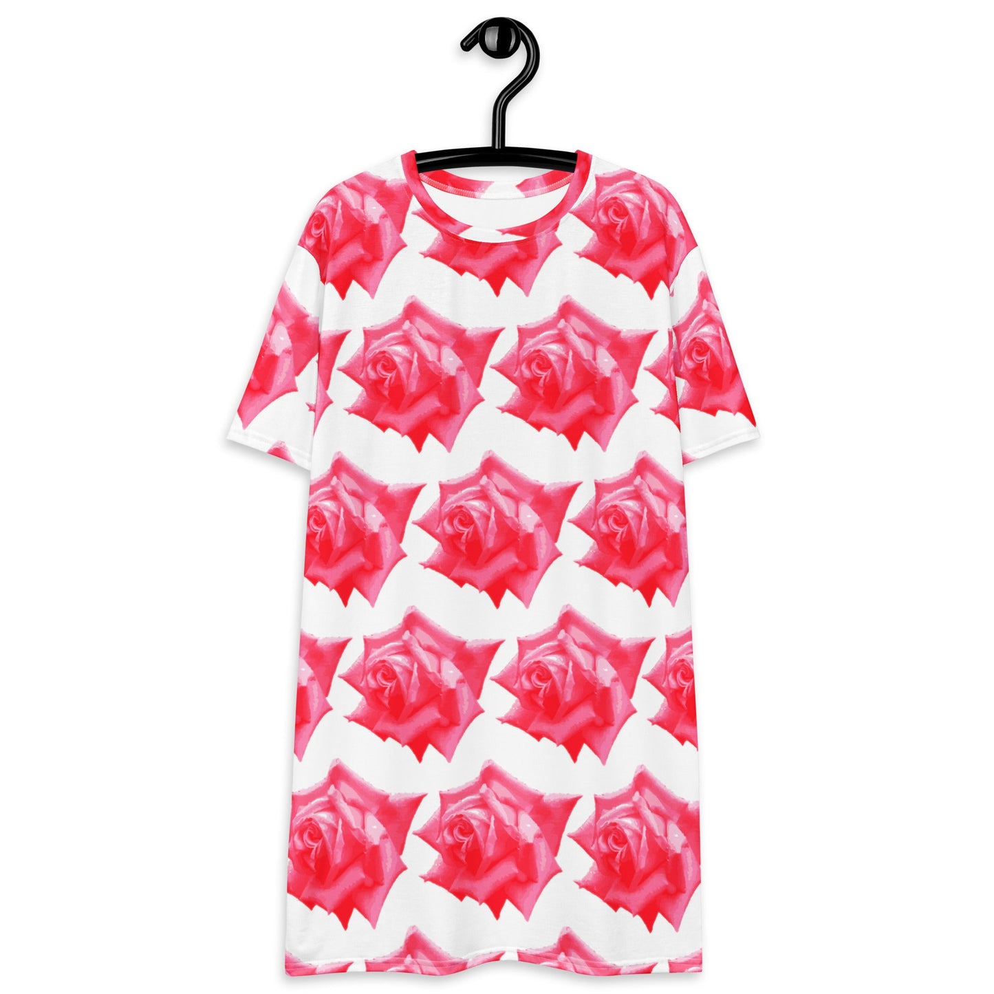 Vibrant Rose Garden: Roses T-shirt Dress| Floral Design| Gift for Her - Dhalfashionistt