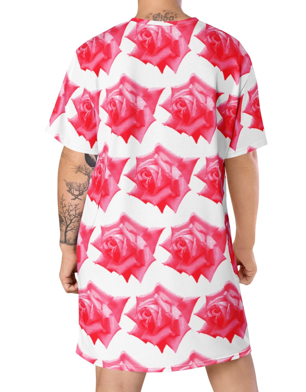 Vibrant Rose Garden: Roses T-shirt Dress| Floral Design| Gift for Her - Dhalfashionistt