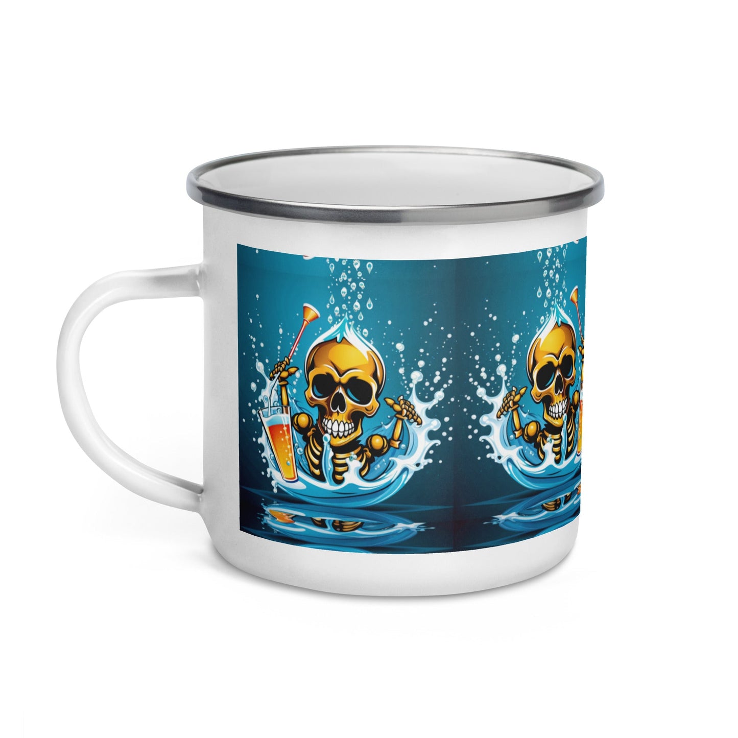 Vibrant Skull Coffee and Tee Enamel | Unique Camper Mug for Office and Home - Dhalfashionistt