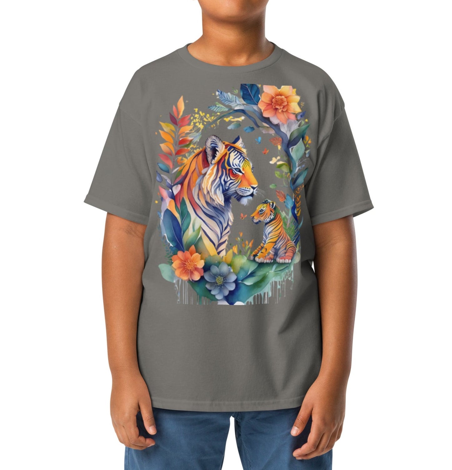 Flower Tiger Youth Classic Tee - Comfort Colors at Dhalfashionistt