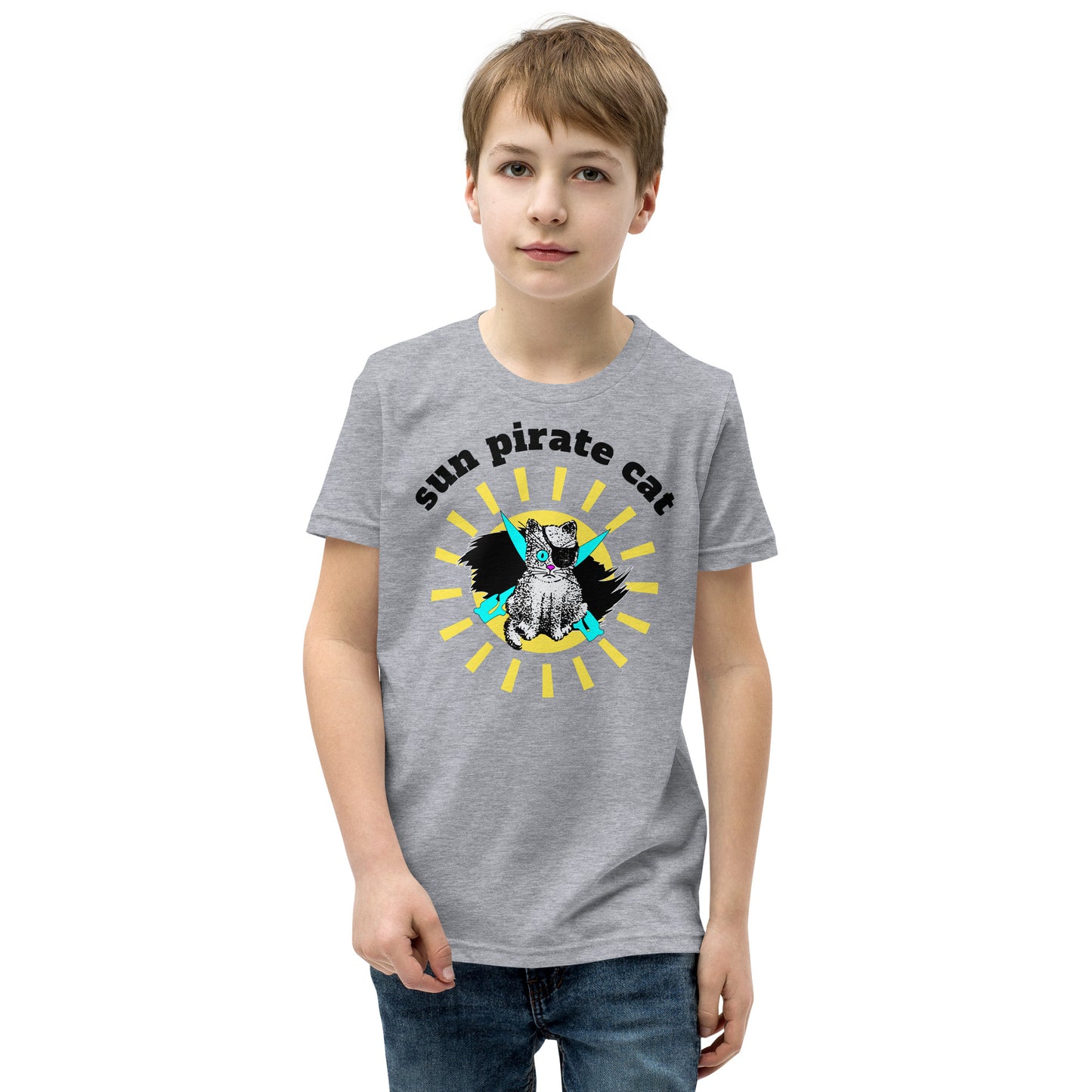 Pirate Cat Youth Short Sleeve T-Shirt Pirate at Dhalfashionistt