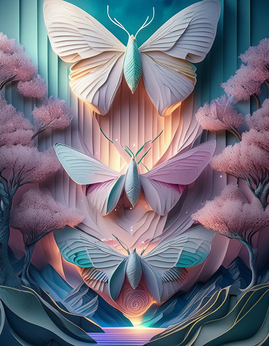 3D Butterflies Japanese Cherry Blossom Tree |Creative Inspiration Wallpaper - Dhalfashionistt