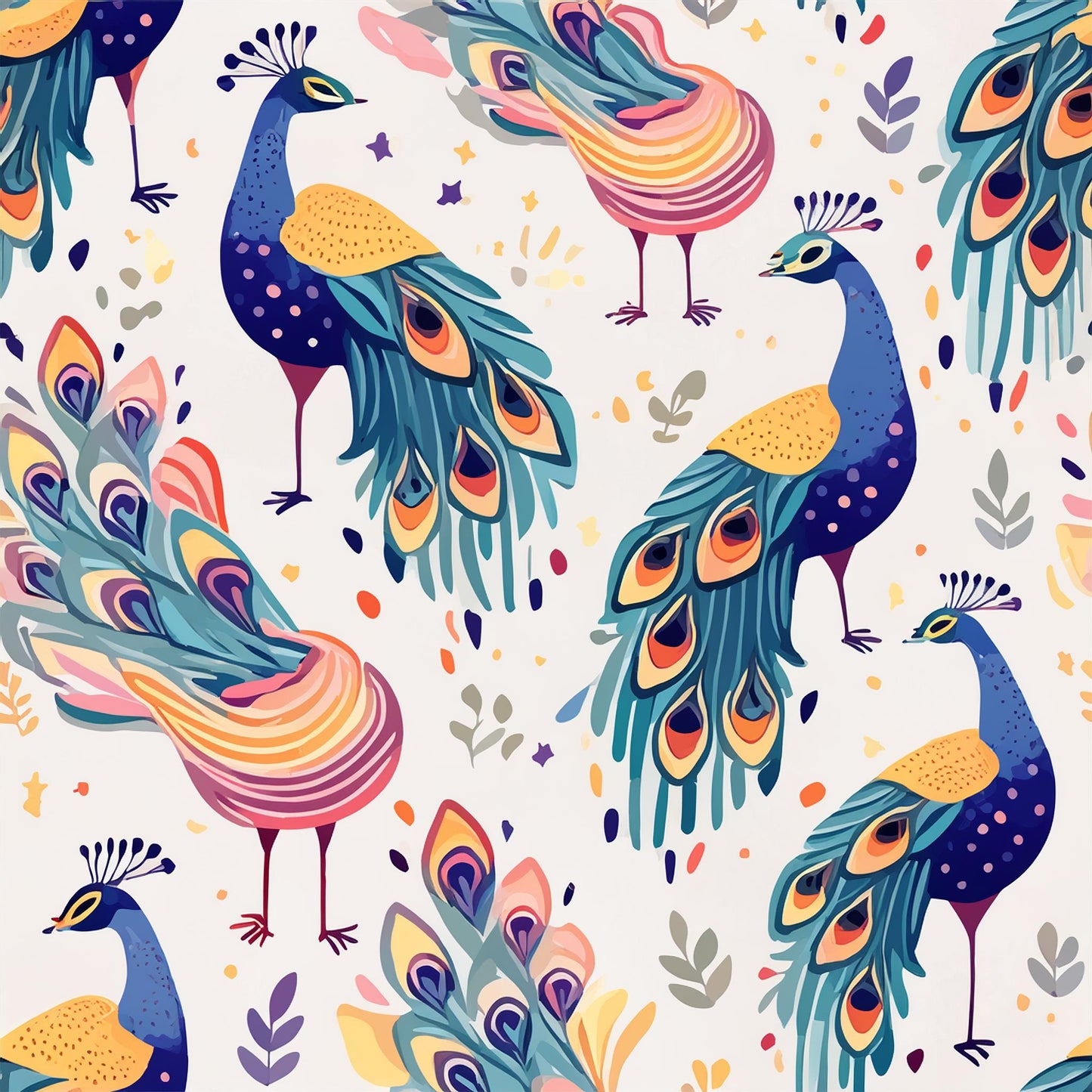 3D Peacock Pattern Watercolor Art Design Mural | Modern Design Wallpaper - Dhalfashionistt