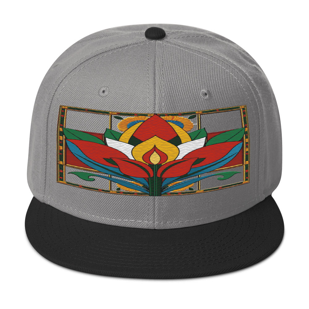 A Floral Masterpiece: Realistic Flower Altarpiece Snapback Hat for Fashion-forward Individuals. - Dhalfashionistt