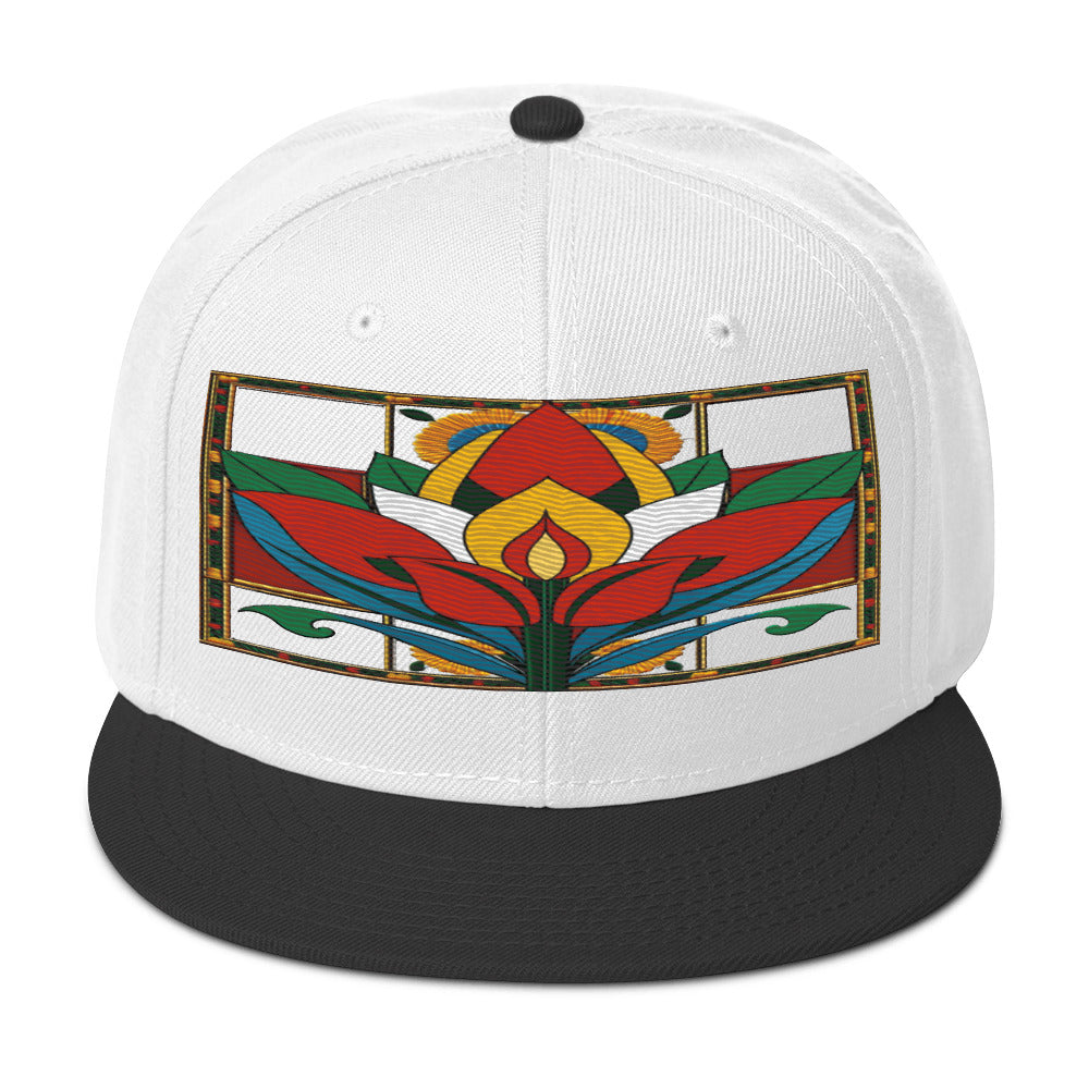 A Floral Masterpiece: Realistic Flower Altarpiece Snapback Hat for Fashion-forward Individuals. - Dhalfashionistt