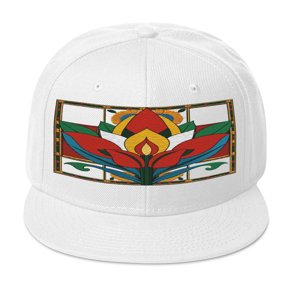 A Floral Masterpiece: Realistic Flower Altarpiece Snapback Hat for Fashion-forward Individuals. - Dhalfashionistt