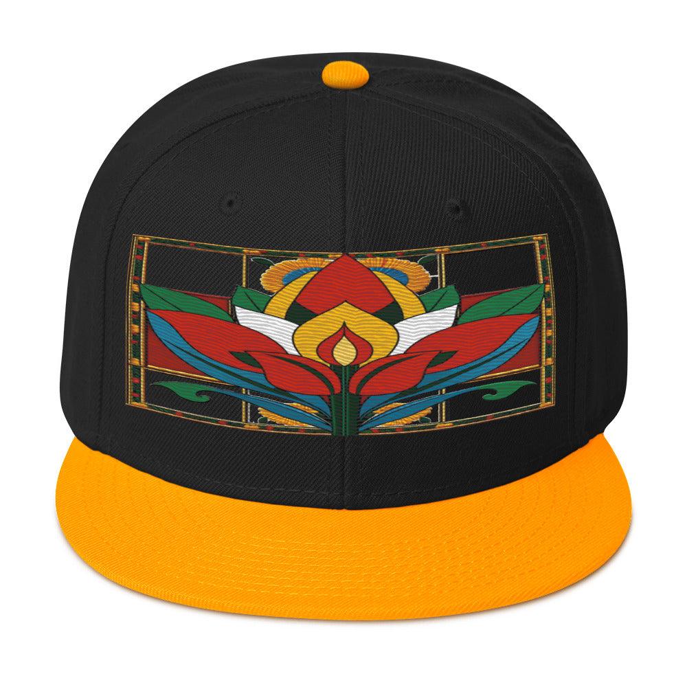 A Floral Masterpiece: Realistic Flower Altarpiece Snapback Hat for Fashion-forward Individuals. - Dhalfashionistt