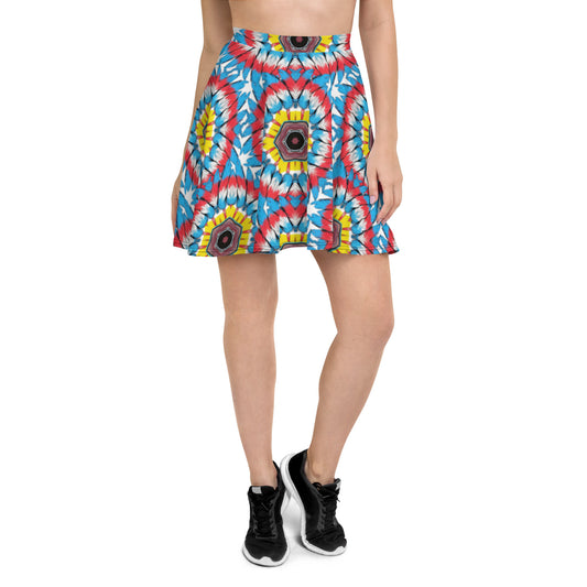 Flower Pattern Skater Skirt - Unique Art  at Dhalfashionistt