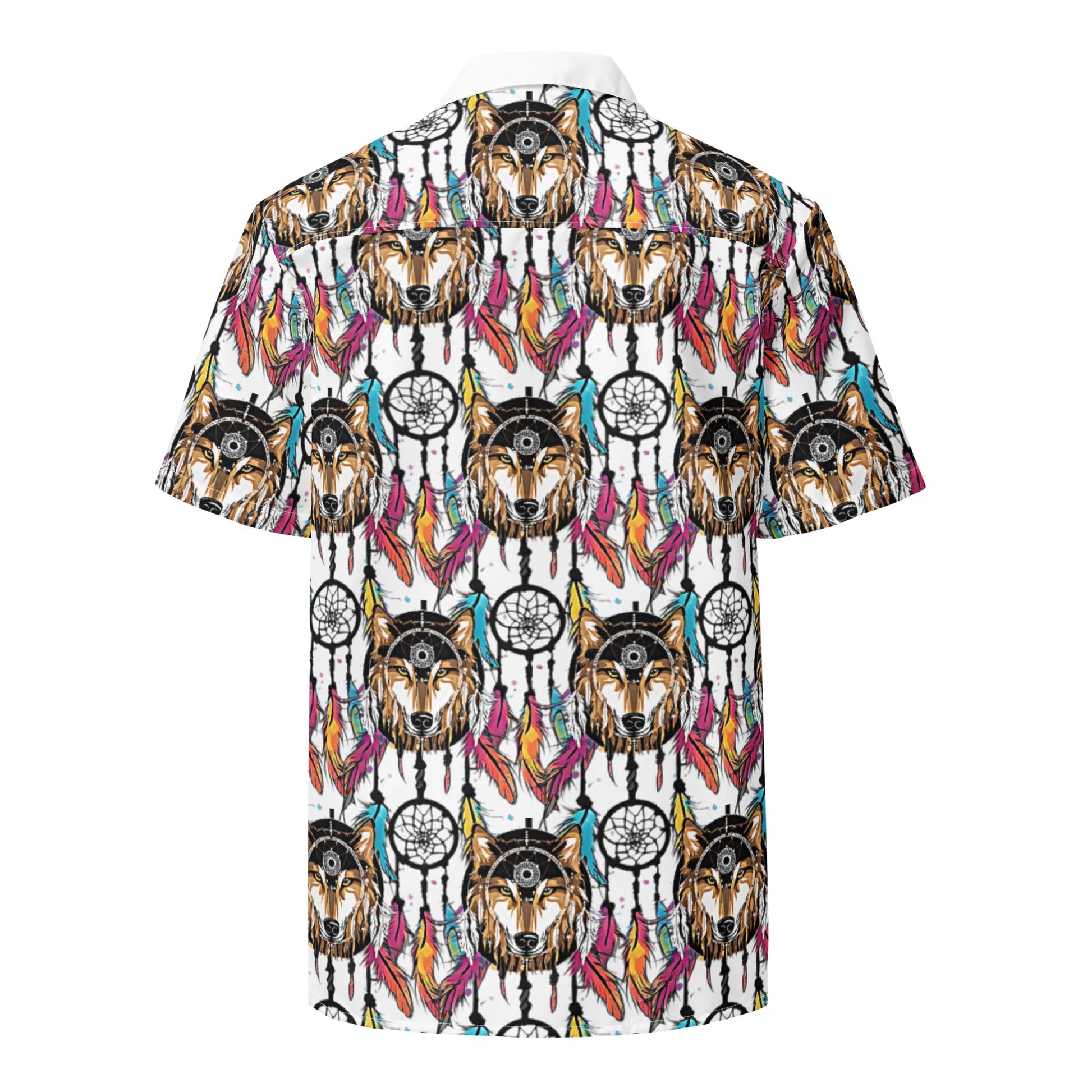 Amazing Wolf Dream Catcher Unisex Button Shirt | Fashion Feathers | Oversized - Dhalfashionistt