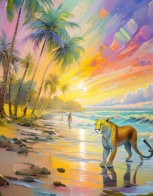 Artistic Painting Felines & Animals on Beach Mural | Stylish Home Decor & Prints - Dhalfashionistt