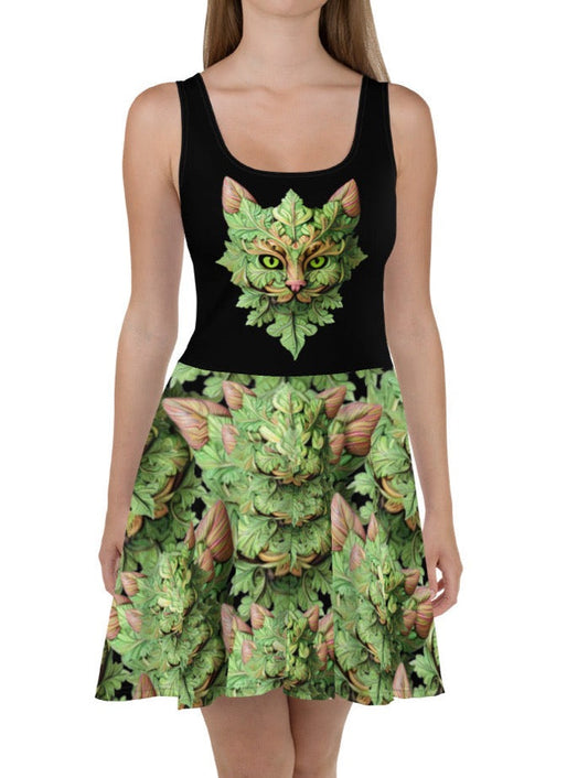 Dhalfashionistt Beautiful Colorful Ornate Decorative green Cat Skater Dress | Unique Design | Gift For Her Cat skater dress Comfort Colors Decorative dress Dress to impress Elegant twist Gift for her Green cat dress Nature Inspired Nature Lover's Gift Nature Lovers Online clothing store Ornate pattern Oversized Skate Skirt Shop now Skater dress Sleeveless dress Trendy dress. Unique design USA Vibrant colors Women's fashion Women's skater dress Free Text