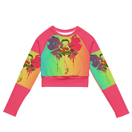 Betty Boop Oversized Long-Sleeve Crop Top | Fashionable Cartoons & Bold Colors - Dhalfashionistt