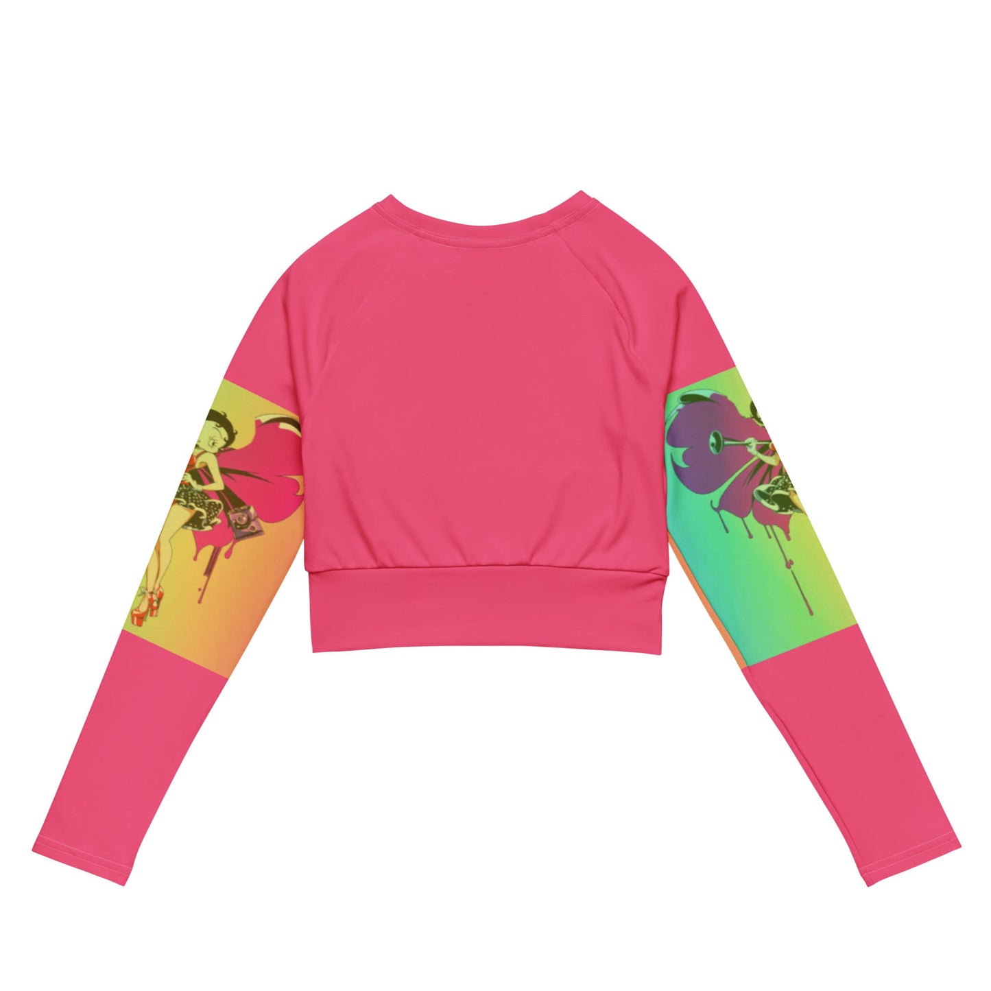 Betty Boop Oversized Long-Sleeve Crop Top | Fashionable Cartoons & Bold Colors - Dhalfashionistt