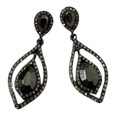 Black Crystal Cluster Drop Earrings | Fashion Earrings - Dhalfashionistt