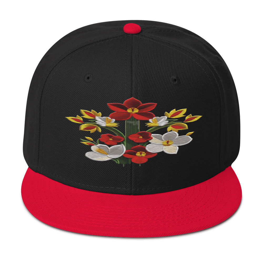 Blossom in Style: Realistic Flower Altarpiece Snapback Hat for Floral Fashionistas - Dhalfashionistt