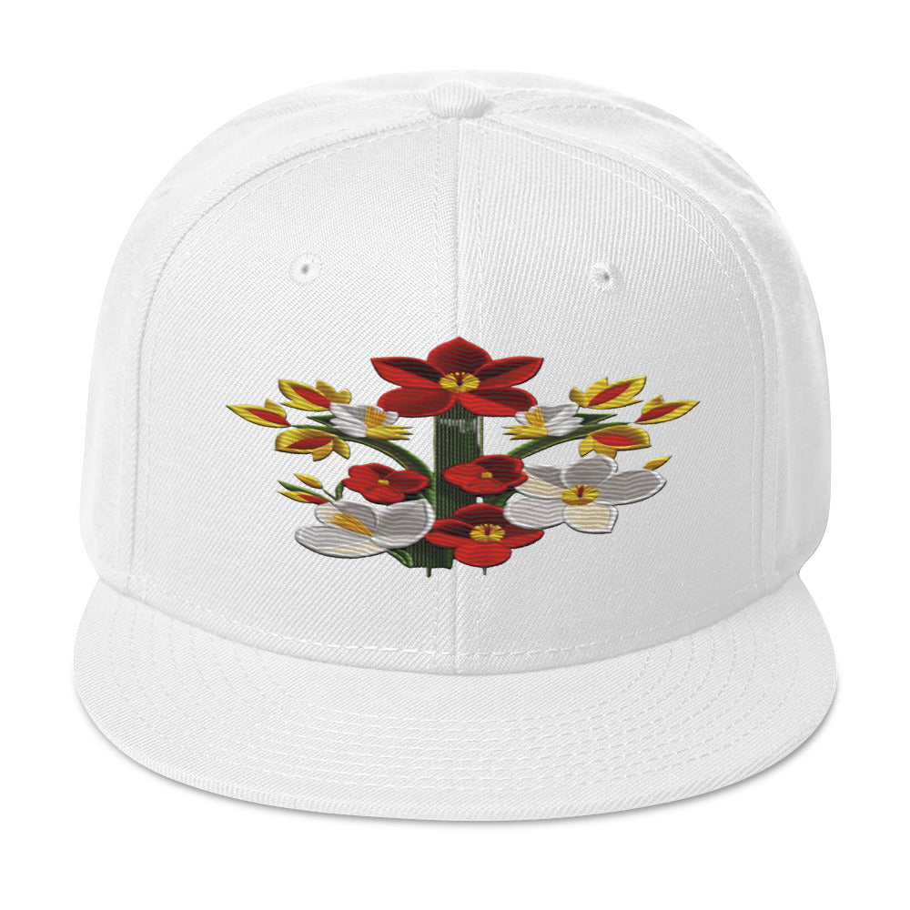 Blossom in Style: Realistic Flower Altarpiece Snapback Hat for Floral Fashionistas - Dhalfashionistt