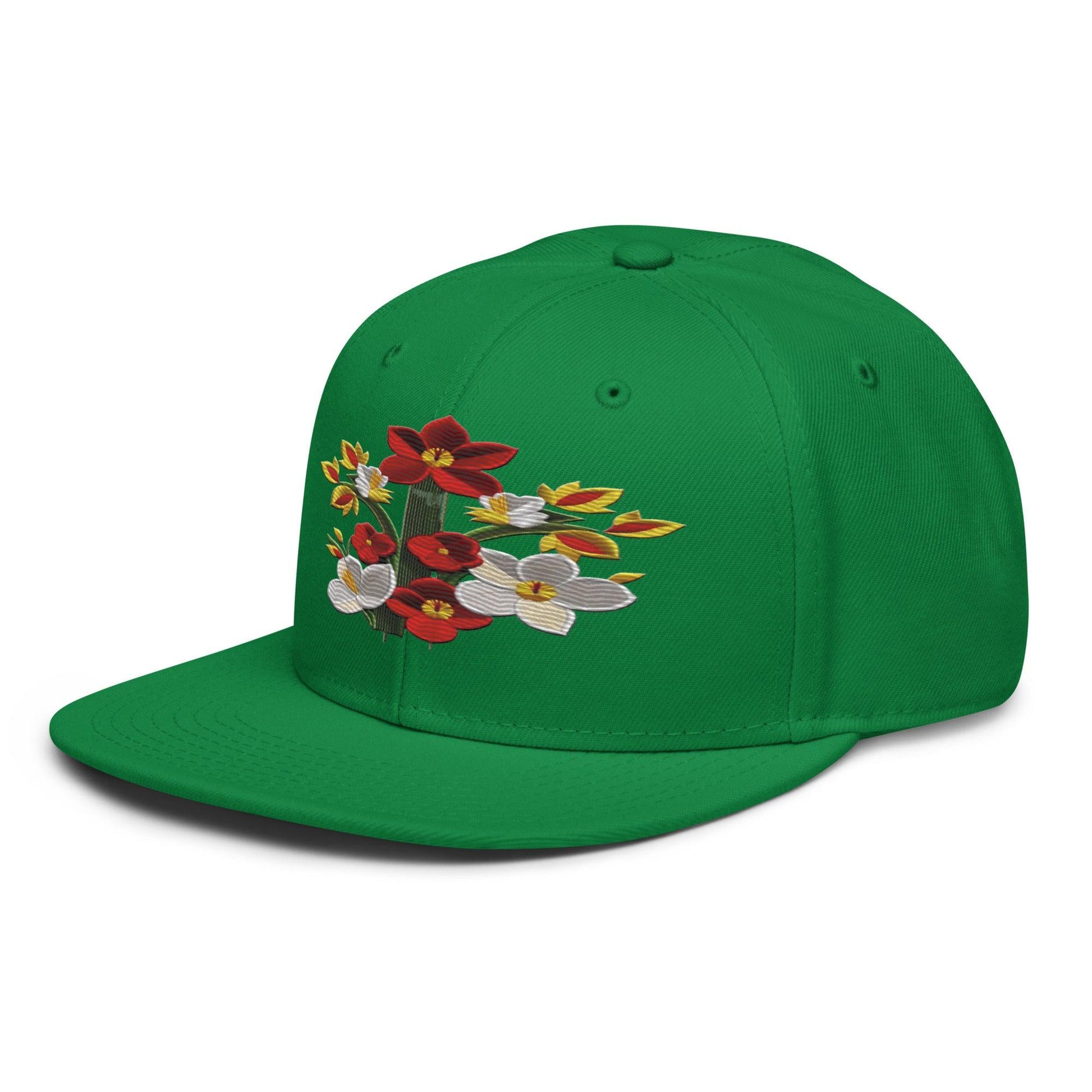 Blossom in Style: Realistic Flower Altarpiece Snapback Hat for Floral Fashionistas - Dhalfashionistt