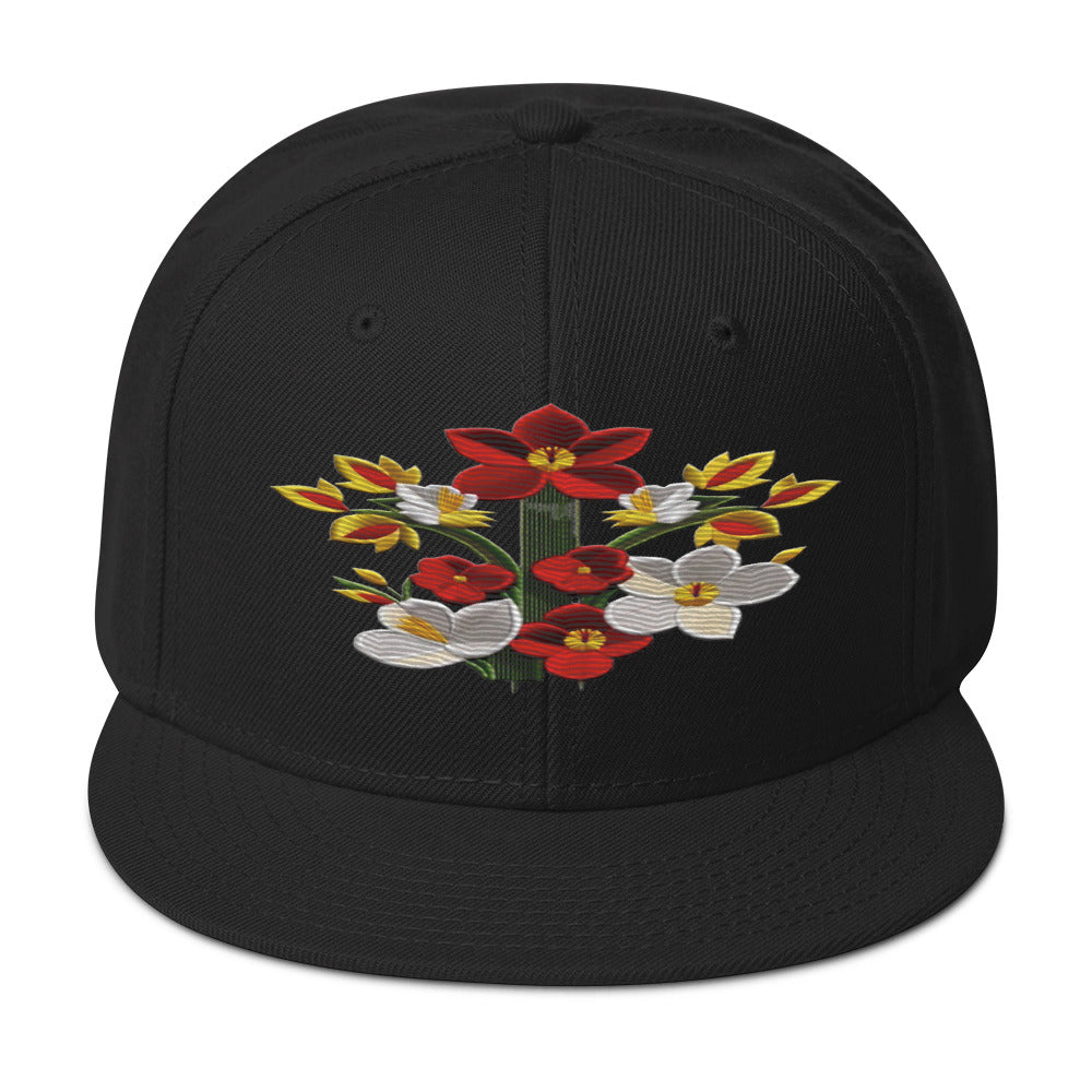 Blossom in Style: Realistic Flower Altarpiece Snapback Hat for Floral Fashionistas - Dhalfashionistt