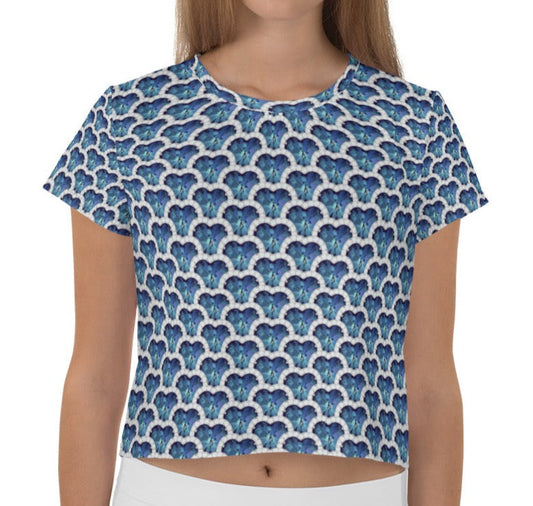 Dhalfashionistt Blue Sapphire Pattern Oversized Crop Tee| Nature-Inspired Women's Clothing All-Over Pattern art lovers Art Lovers Gift Artistic Design Blue Sapphire Pattern Comfort Colors Fashion Gifts fashion lovers Fashionable Apparel Gift for Her Heather Colors Nature-Inspired Fashion Oversized Crop Tee Oversized Crop Top Premium Quality Regular Fit unique design Unique Prints Women's Clothing Free Text