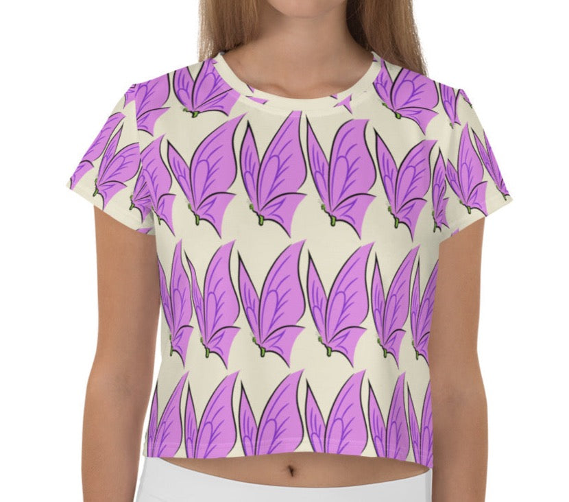 Butterfly Lovers Crop Tee | Gift for Her | Nature-Inspired Graphic Tee - Dhalfashionistt