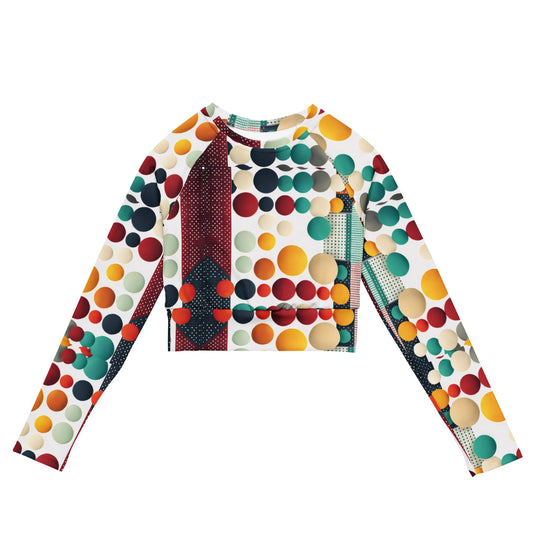 Chic Confetti: Dots Oversized Long-Sleeve Crop Top | Playful Elegance - Dhalfashionistt