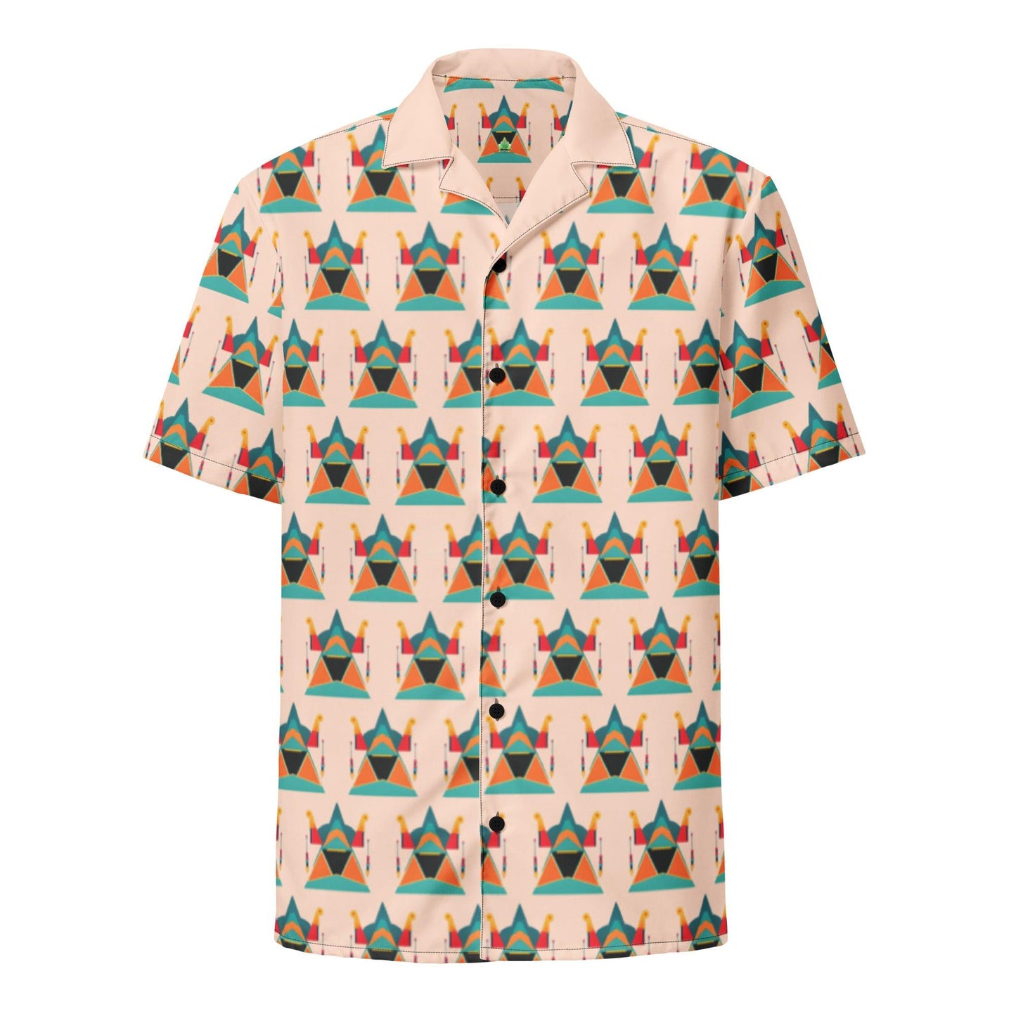 Colorful Modern Aztec Sun Pyramid Unisex Button Shirt | Unique Design - Dhalfashionistt