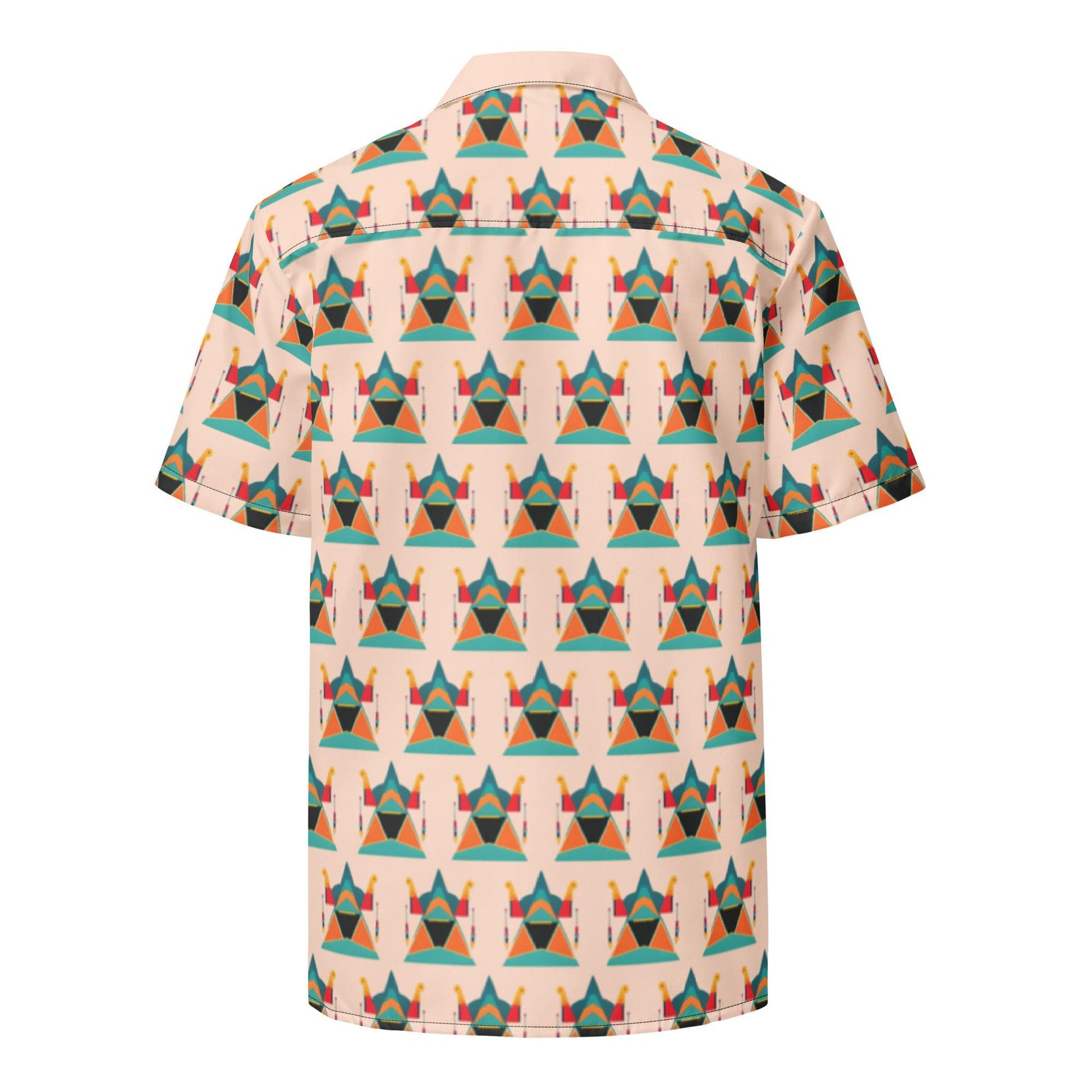 Colorful Modern Aztec Sun Pyramid Unisex Button Shirt | Unique Design - Dhalfashionistt