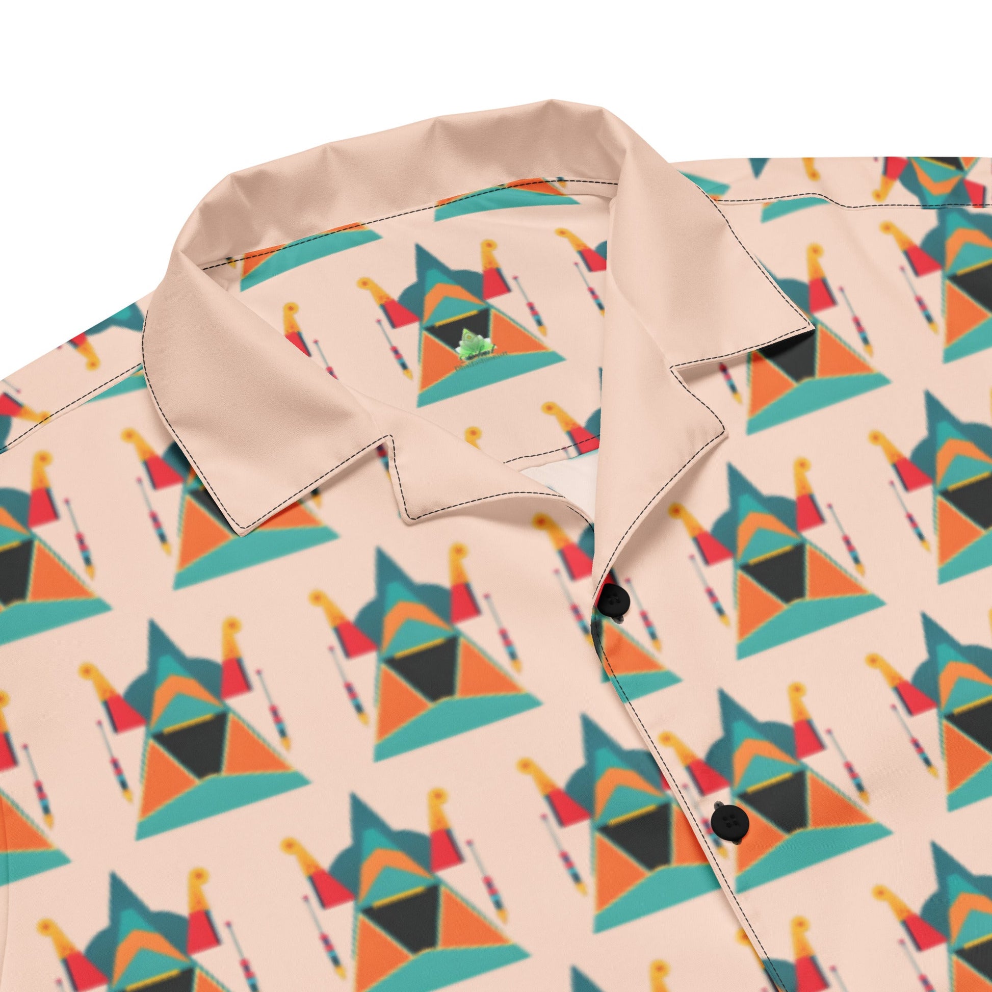 Colorful Modern Aztec Sun Pyramid Unisex Button Shirt | Unique Design - Dhalfashionistt