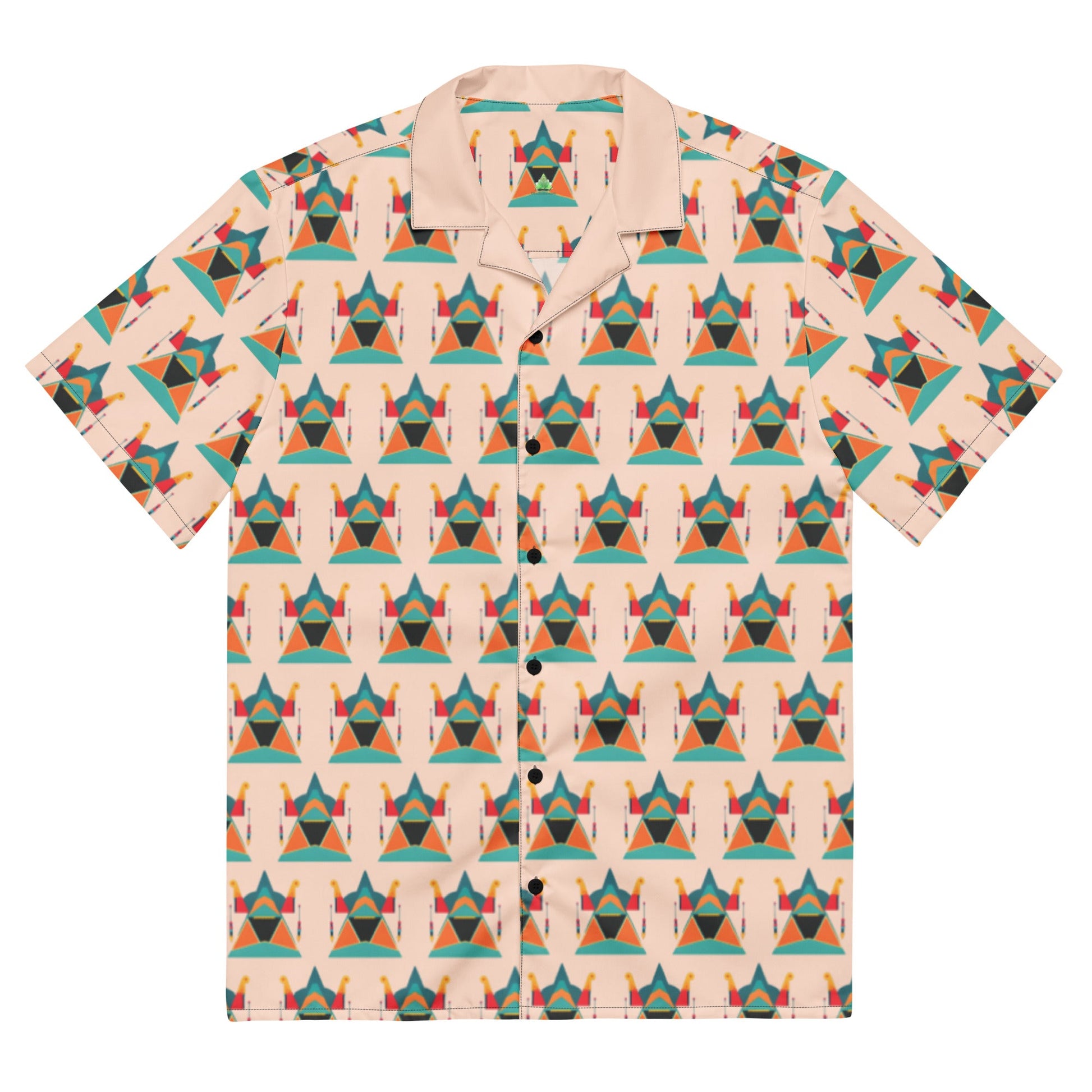 Colorful Modern Aztec Sun Pyramid Unisex Button Shirt | Unique Design - Dhalfashionistt