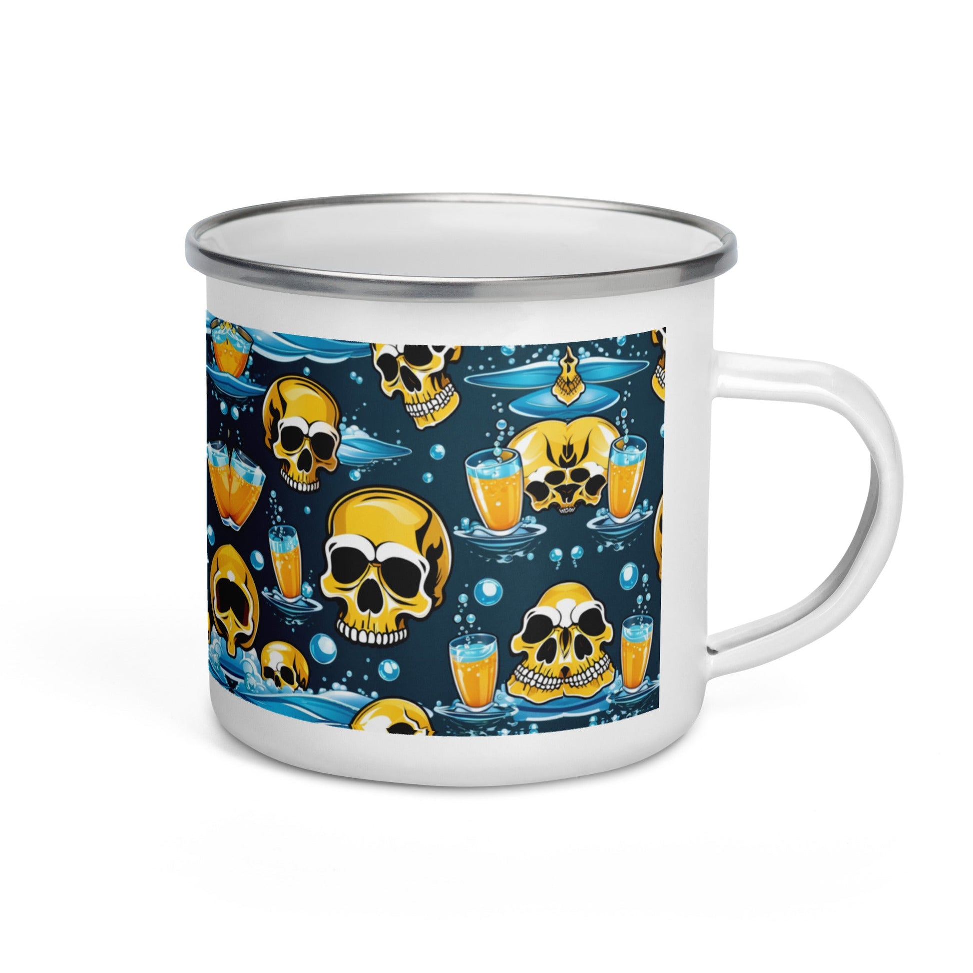 Delightful Skull Coffee and Tee Enamel Mug | Unique Camper Mug - Dhalfashionistt