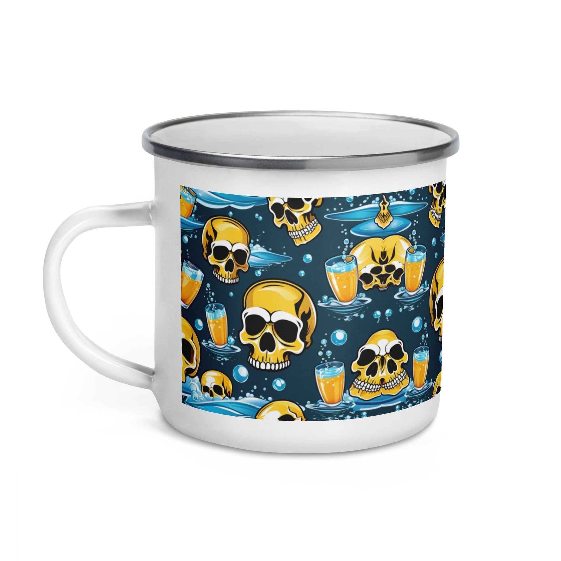 Delightful Skull Coffee and Tee Enamel Mug | Unique Camper Mug - Dhalfashionistt