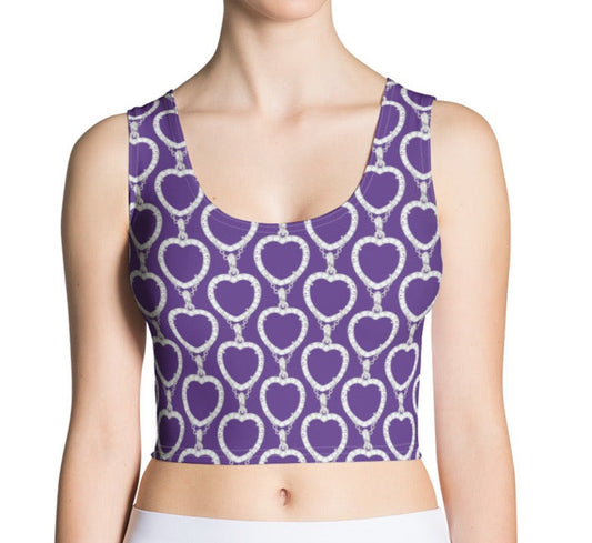 Effortlessly Stylish Purple Heart Crop Top with an Edgy Chain Print - Dhalfashionistt