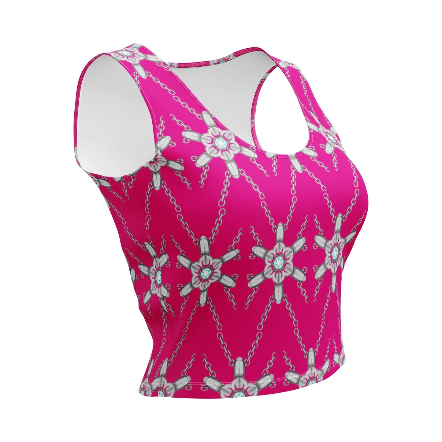 Elevate Your Look with a Unique Chain Pattern Magenta Crop Top - Dhalfashionistt