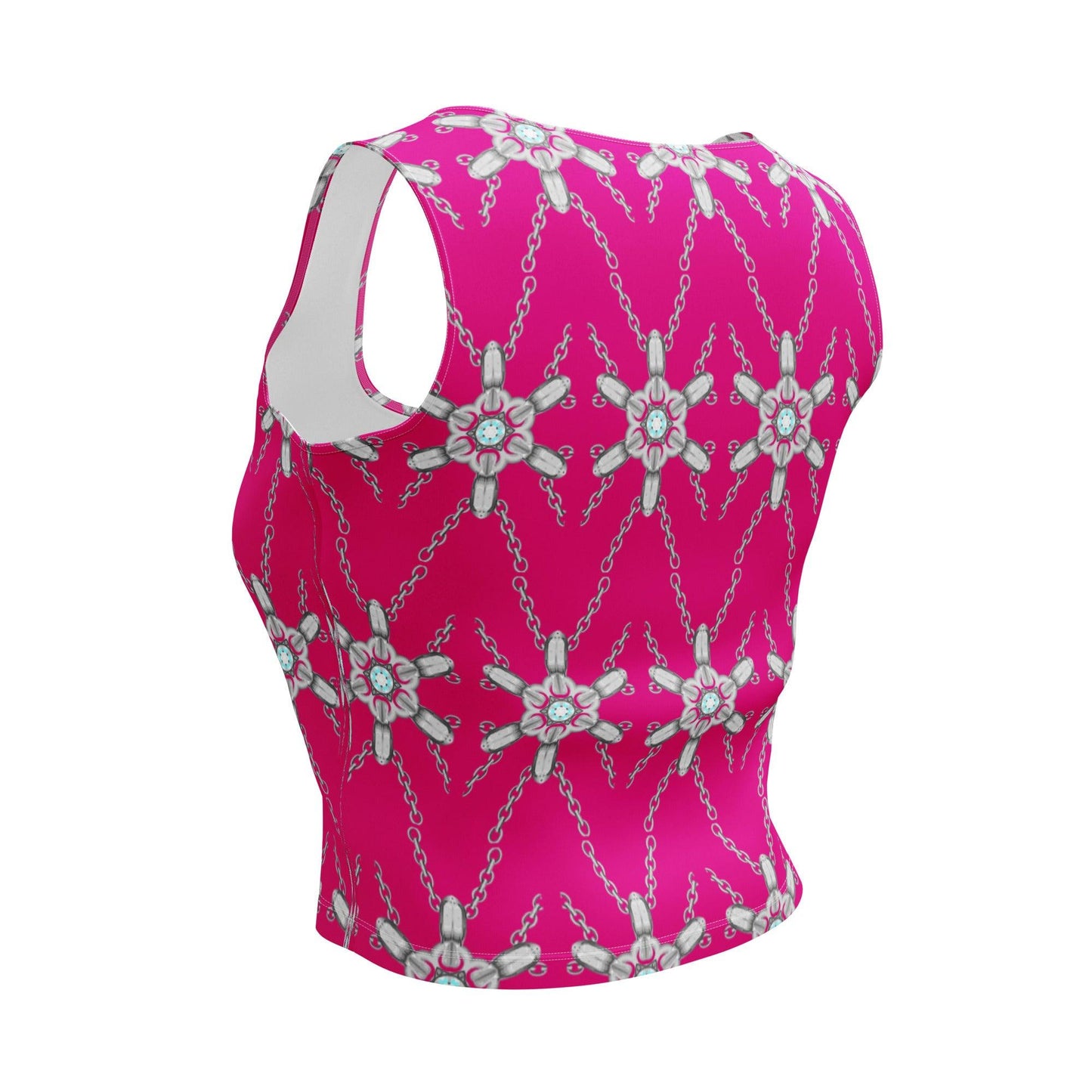 Elevate Your Look with a Unique Chain Pattern Magenta Crop Top - Dhalfashionistt