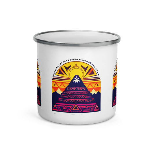 Colorful Camp Mug with Aztec Sun Pyramid Design for Nature Lovers - Dhalfashionistt