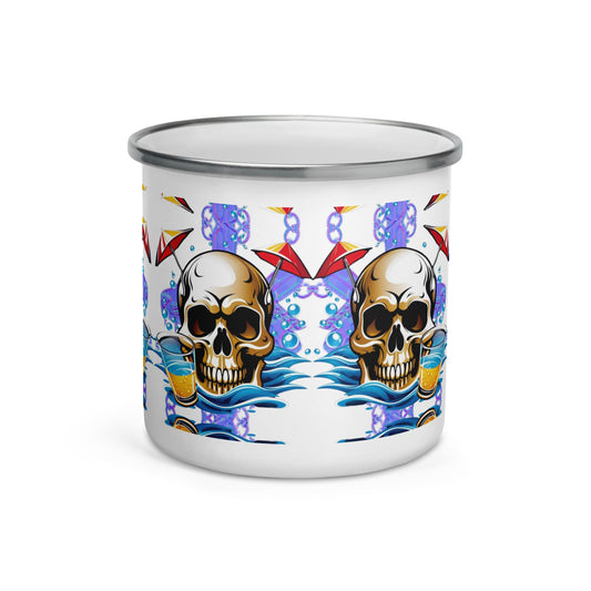 Engaging Skull Enamel Mug Novelty Camper Mug for Joyful - Dhalfashionistt