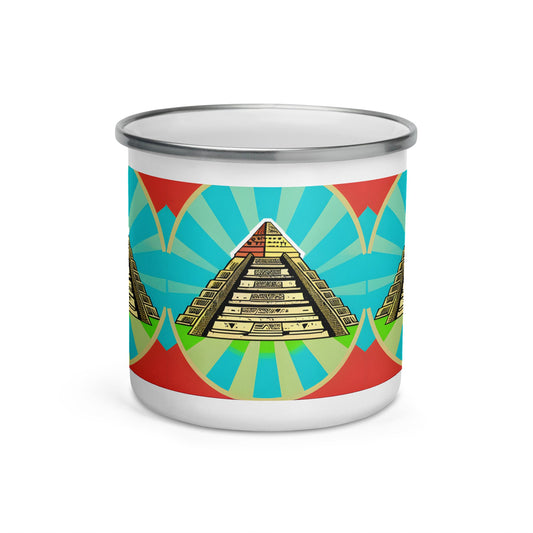 Enjoy Your Drinks in Style with an Aztec Sun Pyramid Camp Mug - Dhalfashionistt