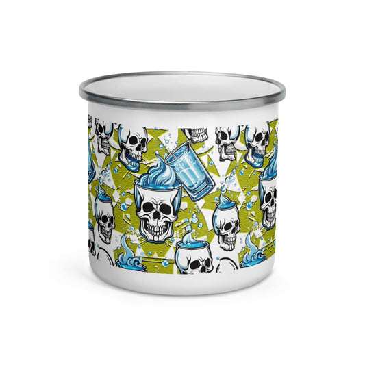 Entertaining Skull Coffee and Tee Enamel Mug | Unique and Quirky Camper Mug - Dhalfashionistt