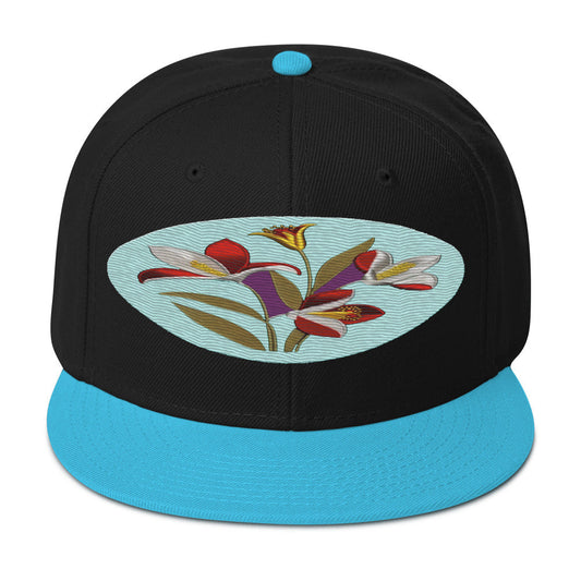 Floral Fantasy: Realistic Flower Altarpiece Snapback Hat for a Whimsical Look - Dhalfashionistt