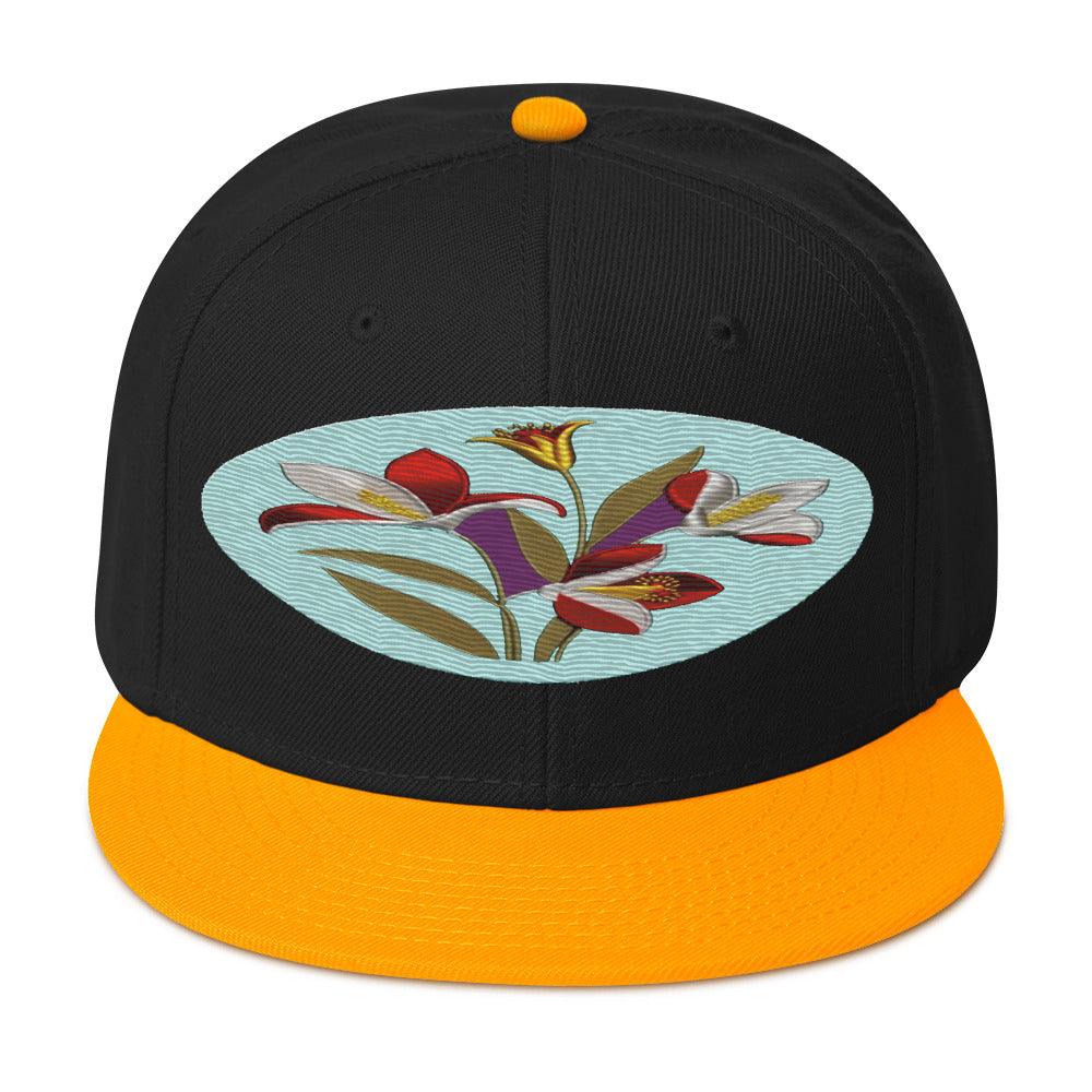 Floral Fantasy: Realistic Flower Altarpiece Snapback Hat for a Whimsical Look - Dhalfashionistt