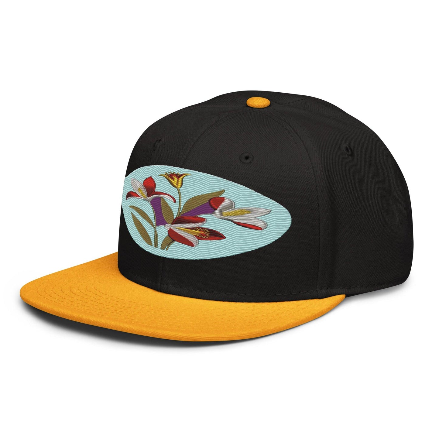 Floral Fantasy: Realistic Flower Altarpiece Snapback Hat for a Whimsical Look - Dhalfashionistt