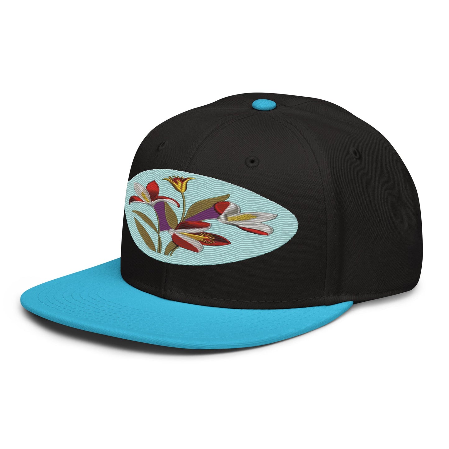 Floral Fantasy: Realistic Flower Altarpiece Snapback Hat for a Whimsical Look - Dhalfashionistt