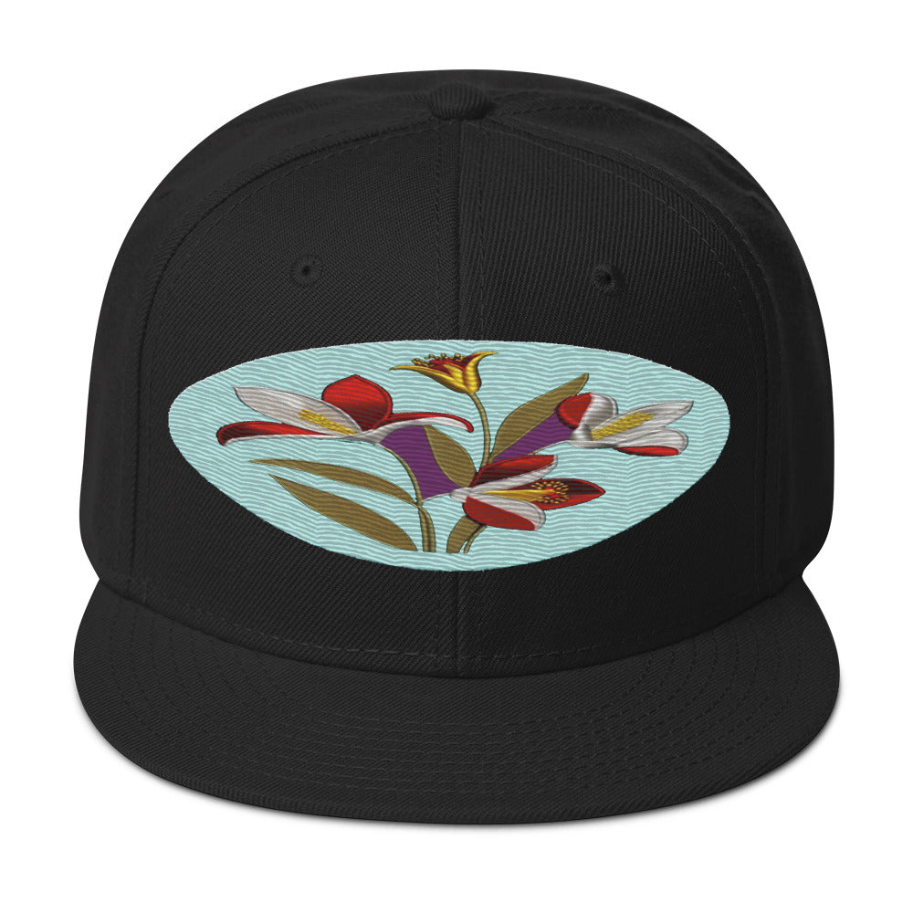 Floral Fantasy: Realistic Flower Altarpiece Snapback Hat for a Whimsical Look - Dhalfashionistt